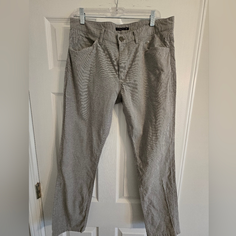 Thepry Men's Gray Pinstripe Pants, Size 32